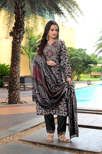 High on Demand Women's <b>Black</b> Kurti Set Full Sleeve Cotton Silk Jequard Full Stitched for Regular and Festive Occasions - Product Image 2