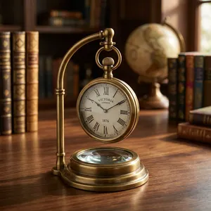 Vintage Brass Watch <b>Desk</b> <b>Clock</b> Antique Style Decorative Tabletop Timepiece Classic Desktop <b>Clock</b> for Home Office Decor Hotel Gif - Product Image 4