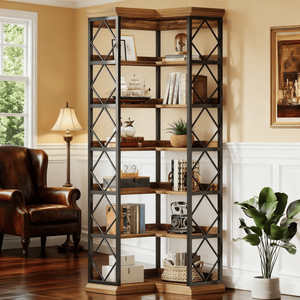 Libreria Alta dal Design Francese Moderno per Casa e Hotel, in Rattan e Pannelli di Legno, per Soggiorno e Arredamento Supermercato - Product Image 1