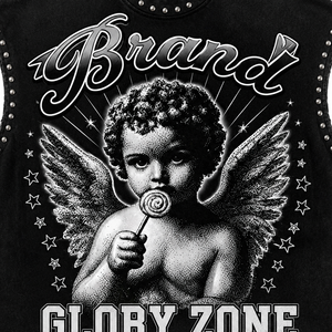 Débardeur Glory personnalisé avec impression graphique en strass, 100% coton, tissu doux, nouveau style vintage, sans manches, pour homme et femme. - Product Image 4