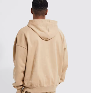 ชุดเซ็ตฮู้ดดี้โอเวอร์ไซส์ผู้ชาย สีพื้น ชุดลำลองสไตล์สตรีทแวร์เรียบง่าย ชุดสองชิ้น รับสกรีนโลโก้ - Product Image 3