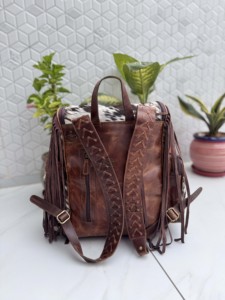 High Quality Cowhide Leather Fringe <b>Backpack</b> Hair On Hide Genuine Leather Stylish <b>Backpack</b> <b>School</b> Bag Unisex Unique Designer Bag - Product Image 5