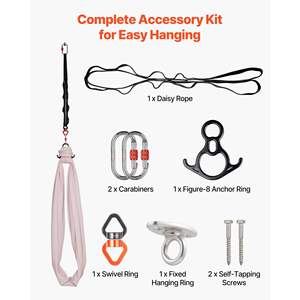 300 Lbs Load Aerial Silk <b>Yoga</b> Swing Combo Aerial <b>Yoga</b> <b>Hammock</b> PE Zipper Bag for Parent-Child Interaction Strengthens Muscles - Product Image 5