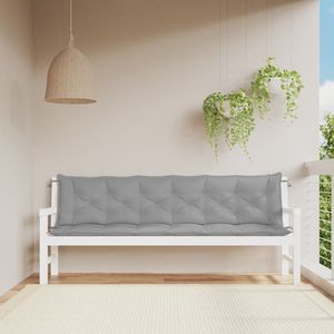 Juego de 2 Cojines para Banco de Jardín de Tela Oxford Gris, 100% Poliéster, para Uso en Patio - Product Image 1