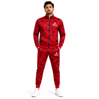 RONAL SPORTS Survêtement camouflage rouge à fermeture éclair intégrale, ensemble de jogging sportif, séchage rapide, polyester, vêtements d'automne, nouvelle tendance, personnalisé pour hommes
