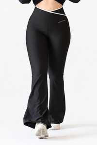 Leggings évasés taille haute respirants et sans coutures pour femme One Ten Apparel – Pantalon de sport unicolore avec effet ventre plat - Product Image 4