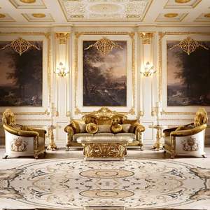 Sofá Seccional de Madera Sólida de Lujo, Estilo Tradicional Real, Diseño Mandarín Oriental para Sala de Estar Elegante, Indonesia - Product Image 1