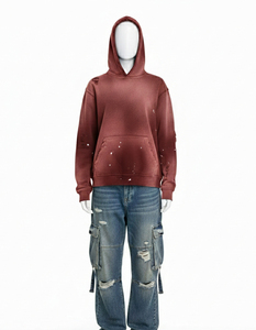 Sudadera con capucha extragrande Glory Custom Sun Fade con estampado serigrafiado y efecto desgastado, de algodón premium, para ropa urbana, unisex, OEM. - Product Image 1