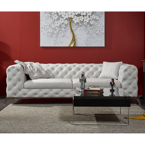 Modern Chesterfield Genuine Leather Sectional 3 Seater <b>Sofa</b> Tufted Design Wood Legs Living Room Furniture Traditional Style - Product Image 4