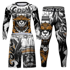 Men's Full Sleeve Rash Guard Set Sublimation Printed Lion Warrior Design Quick Dry <b>Athletic</b> Wear - Product Image 1