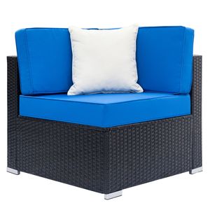 Fully Equipped Black <b>Rattan</b> Garden Sofa <b>Set</b> with 2pcs <b>Corner</b> 4pcs Single Sofas and 1pcs Coffee Table - Product Image 5