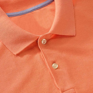 Polo pour homme en coton tricoté respirant à manches courtes, couleur unie, coupe classique, avec boutons - Product Image 5