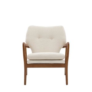Chaise de salle à manger moderne en rotin de style mid-century avec cadre en bois, dossier inclinable capitonné et assise en tissu pour mobilier d'extérieur et de maison - Product Image 1