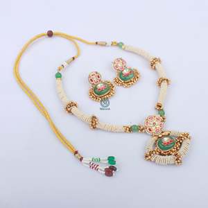 Antique Gold Plated Zircon Bridal Necklace Set by Sarita Hasli - Product Image 5