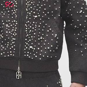 Chándal de Invierno para Hombre con Capucha, Casual, Sólido, con Pedrería, Transpirable, 100% Algodón, Talla Personalizada, Alta Calidad, Precio al por Mayor - Product Image 6
