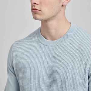 Suéter de Punto para Hombre, Cuello Redondo, Color Azul Claro, Corte Regular, Informal, para Otoño, Color Sólido, Manga Larga, OEM ODM Sialkot - Product Image 5