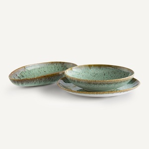 Plato de Cerámica Artesanal con Diseño Moteado, Acabado Esmaltado Oceánico, Patrón Reactivo Único, Ideal para Comidas Cotidianas y Gourmet con Estilo - Product Image 4