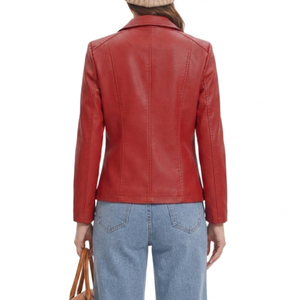 Chaqueta de Cuero Informal de la Mejor Calidad para Mujer, Talla Regular, Cierre Frontal, Cuello Alto, Manga Larga, Transpirable, Color Sólido - Product Image 2
