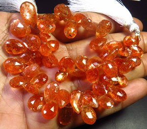 Cuentas de Perlas de Piedra Solar Naranja Facetadas Africanas de Alta Calidad, 8-13mm, Hilo de 9.5 Pulgadas, Gema Natural Brillante Tipo Confeti para Joyería - Product Image 5