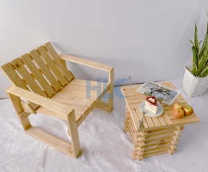 High quality OEM customized natural wood color pine wooden <b>foldable</b> square <b>table</b> lamp size 350 x 350 x 450 mm - Product Image 2
