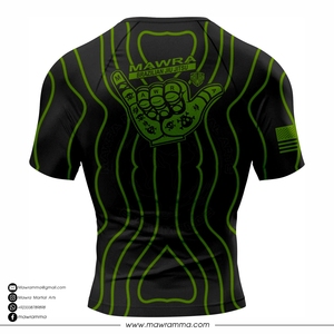 MAWRA Rashguard Homme Noir Vert Manches Courtes Séchage Rapide Logo Personnalisé BJJ MMA Entraînement Compression Unisexe - Product Image 6