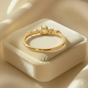 Trendy Dainty <b>Opal</b> Engagement <b>Rings</b> 925 Sterling <b>Silver</b> Oval Cut 18k Micron Gold Plated Romantic Wedding Party Women's Jewelry - Product Image 3