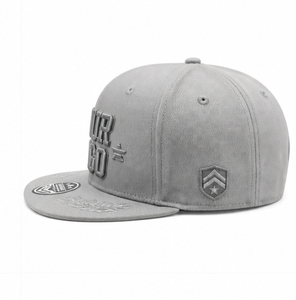 Gorra Snapback Personalizada Gris con Visera Plana, Bordado Tonal 3D, Seis Paneles, Gorra de Béisbol de Algodón, Fabricante OEM ODM - Product Image 4