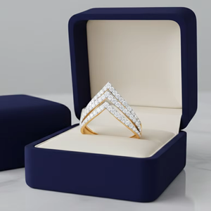 Bague de fiançailles demi-éternité double en V, tendance, cadeau idéal pour les fêtes - Product Image 5