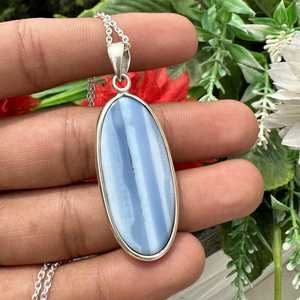 NIKHIL GEMS Élégant pendentif en opale bleue, argent sterling 925, fait main, bijoux de fiançailles vintage, cadeau pour elle, évaluation par un tiers - Product Image 5