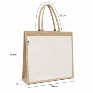 Wholesale <b>Large</b> Jute <b>Canvas</b> Tote <b>Bag</b> 36x46x19 cm Outside Pocket Custom Logo Reusable Promotional Shopping <b>Bag</b> OEM Manufacturer - Product Image 2