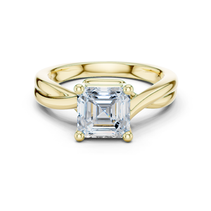 แหวนทองคำแท้ 14K ดีไซน์เนอร์ ประดับเพชรทรง Asscher แบบสี่ขา ฝังเพชรเพาะเลี้ยงในห้องปฏิบัติการ ได้รับการรับรองจาก GRA เครื่องประดับสำหรับผู้หญิง - Product Image 1
