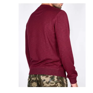 Lightweight <b>Men</b> Plain Crew Neck Sweatshirt Burgundy Maroon Fleece <b>Pullover</b> Blank Long Sleeve Casual Streetwear Top OEM - Product Image 3