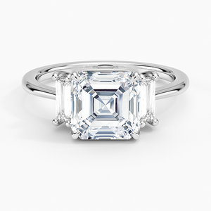 แหวน BOJ รุ่น 0103 ทรง Asscher Cut เงินแท้ 925 ประดับเพชรทรง Halo แบบหนามเตย แหวนเพชรเม็ดเดี่ยว 2 กะรัต สี D ความสะอาด VVS1 มอยส์ซาไนต์ รับรองโดย GRA - Product Image 1