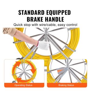 Cavo passacavi in fibra di vetro da 656 piedi e 5/16 pollici con 3 teste di trazione e supporto per bobina in acciaio - Product Image 6