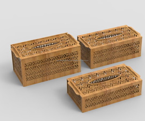 Cubierta de caja de pañuelos rectangular Soporte de pañuelos faciales de madera decorativa con tapa con bisagras Dispensador de servilletas - Product Image 2