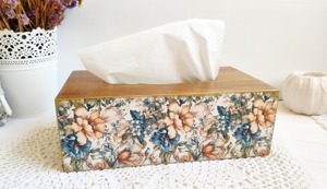 Caja de pañuelos de madera con estampado retro de mediados de siglo para interiores de estilo vintage, caja de pañuelos al por mayor - Product Image 6