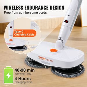 Doppio testa Cordless elettrico Mop LED faro 40 Min durata batteria serbatoio acqua pastiglie in microfibra per legno duro/piastrelle di pulizia del pavimento - Product Image 4