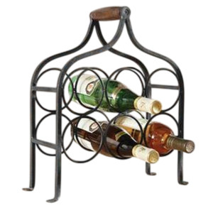 Porte-bouteilles moderne en métal sur pied, présentoir élégant au design ondulé en fil de fer, accessoires de rangement pour cuisine et bar - Product Image 3