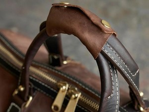 Sac de sport décontracté de luxe pour homme en cuir véritable vintage, écologique, résistant à l'eau, marron vieilli, avec fermeture éclair en polyester - Product Image 5