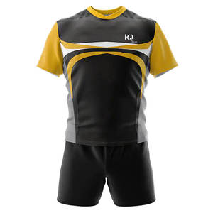 Ensemble d'uniformes de rugby pour hommes haute performance, design personnalisé, logo, tissu léger et respirant, séchage rapide, maillot à manches courtes et short - Product Image 1
