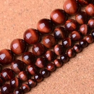 Perles rondes en œil de tigre rouge de 6 mm, pierres précieuses en vrac, provenant du fabricant, en stock d'usine. - Product Image 1