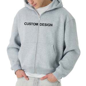 Custom Unisex Regular Fit Cropped <b>Zip</b>-Up Hoodie Heavyweight Fleece Cotton Blend Full <b>Zip</b> <b>Hooded</b> Sweatshirt Eco-Friendly - Product Image 6