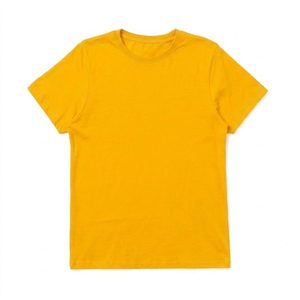 T-shirt en coton jaune uni, léger, tendance estivale, conçu pour un confort quotidien et une impression personnalisée, couleur unie - Product Image 1