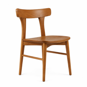 Chaise de salle à manger scandinave contemporaine en teck massif, dossier large, écologique, durable, pour appartement, maison, bureau, hôtel - Product Image 2