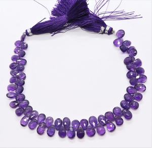 Cuentas de Amatista Africana Natural AAA, Forma de Pera Facetada, 6x9MM, Cuentas de Piedras Preciosas de Amatista, Hilo de 8 Pulgadas, Cuentas Facetadas - Product Image 5