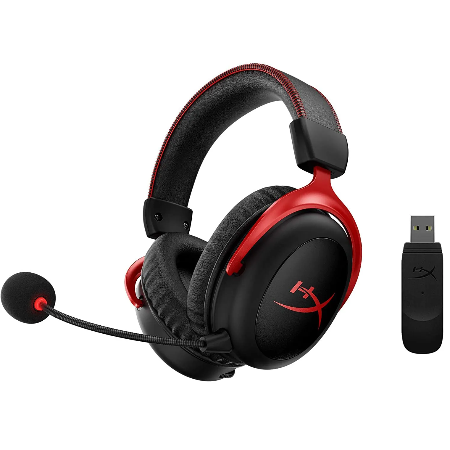 HyperX CLOUD หูฟังครอบหูไร้สาย2สีแดง, ชุดหูฟังบลูทูธชุดหูฟังสำหรับเล่นเกม PC หูฟังสำหรับเล่นเกมพร้อมไมค์