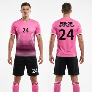 Custom Black Polyester Sublimation Soccer Kit with Fine Diagonal Lines and Matching Football <b>Shorts</b> for Football Teams - Product Image 5