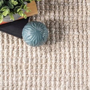Tapis moderne en jute, couleur unie, rectangulaire, tissage plat, écologique, pour salon, à poils fins et plats - Product Image 2