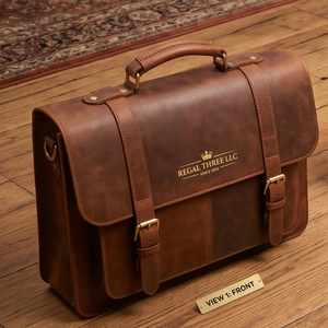 Maletín Clásico de Cuero Genuino con Cierre de Cremallera, Bolso de Negocios Multifuncional para Hombre, Maletín de Cuero a la Moda - Product Image 5