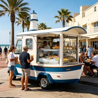 Chariot à café avec machine à expresso, vitrine à pâtisseries et réfrigérateur pour les stations de trajets matinaux
